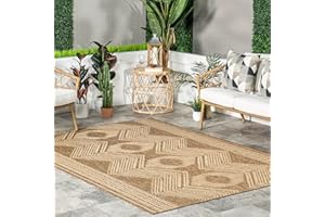 nuLOOM 6' 7" x 9' Outdoor Tribal Geometric Area Rug, Stain Resistant, Weather Resistant, High Traffic, Patio, Balcony, Outside, Ranya Light Brown