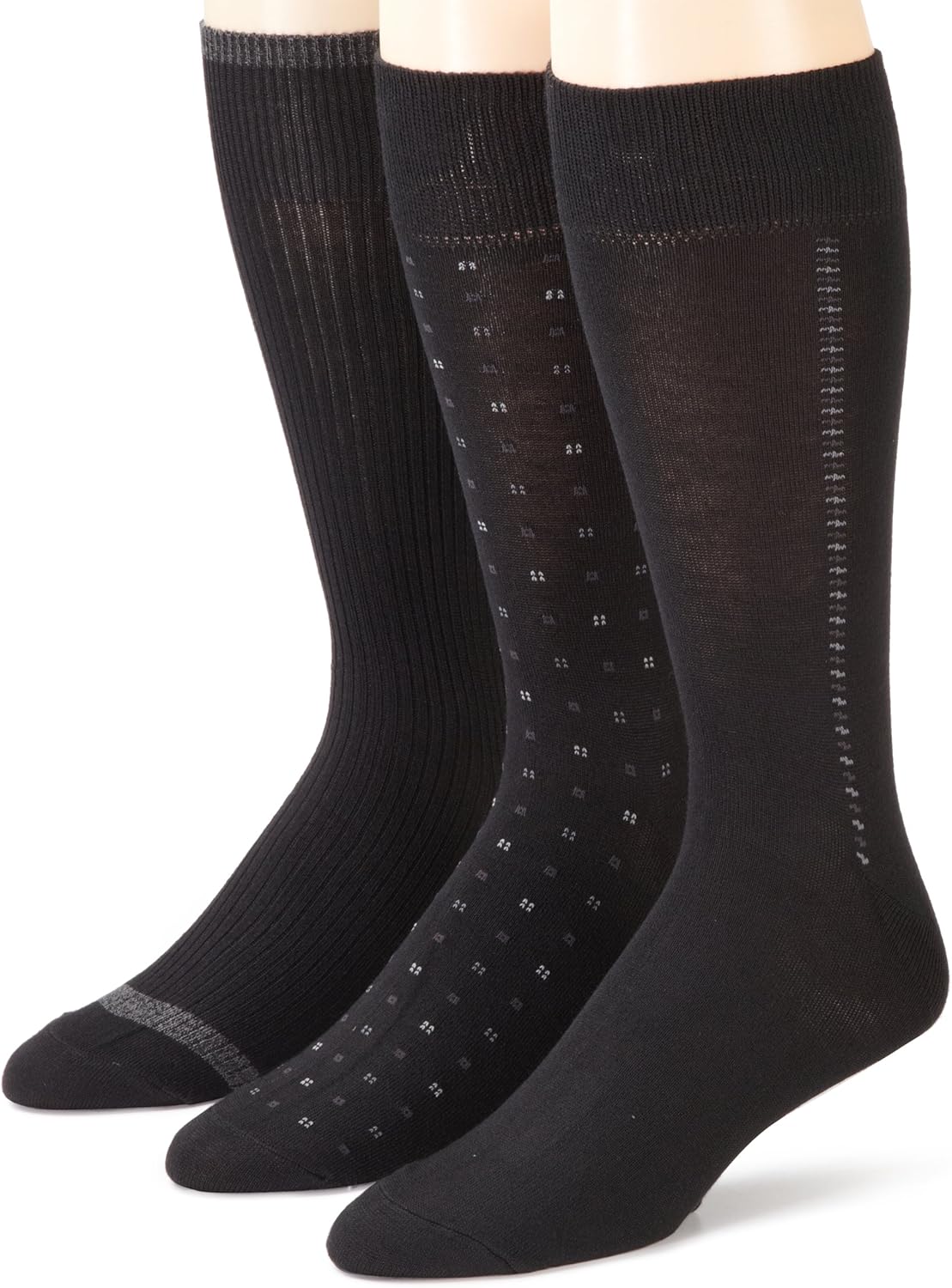 Dockers Mens 3 Pack Bamboo Rayon Pattern Socks, Black, 612