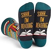 Lavley Book and Reading Socks - Cozy Funny Socks for Men and Women, Great Gift for Book Lover or Fun Everyday Wear