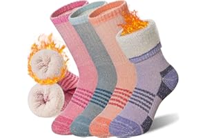 EOCOM Merino Wool Hiking Socks for Kids Boy Girls Winter Warm Thermal Thick Boot Cozy Cushion Crew Socks