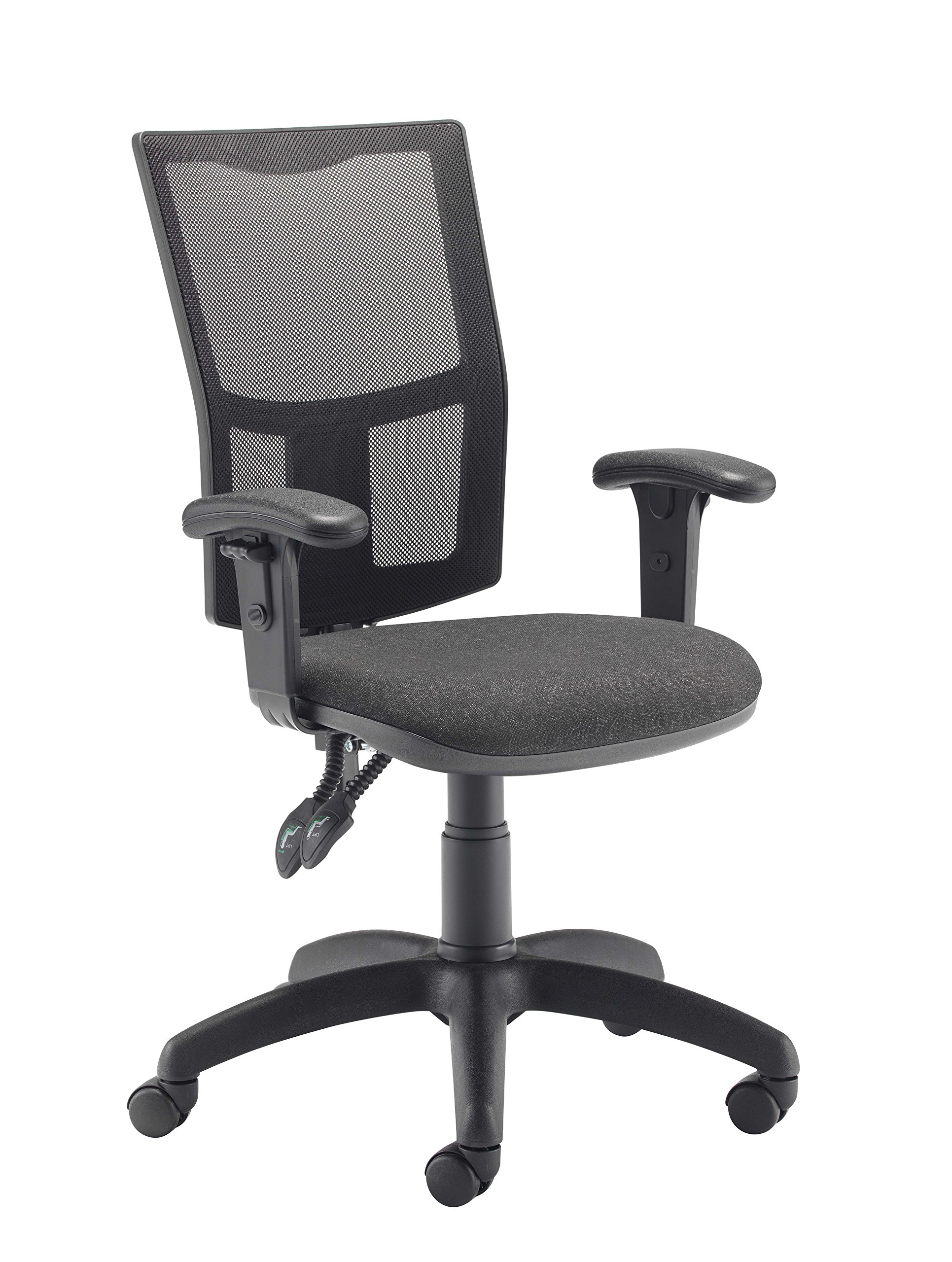 Office Hippo Mesh Back Desk Chair, Ergonomic Home & Office Chair With Height Adjustable Seat & Arms, Lumbar Support For Extra Comfort, Computer Chair For Daily Use - Charcoal
