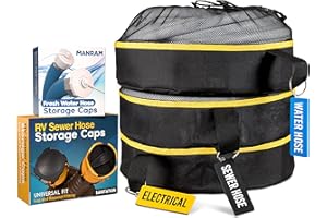 MANRAM RV Hose Storage Bag (3 Pk) Camper and RV Accessories Inside - Travel RV Sewer Hose & Fresh Water Hose Storage Caps, Electrical Cord Camper Storage - Organization Hose Holder Bags for Camping Trailers