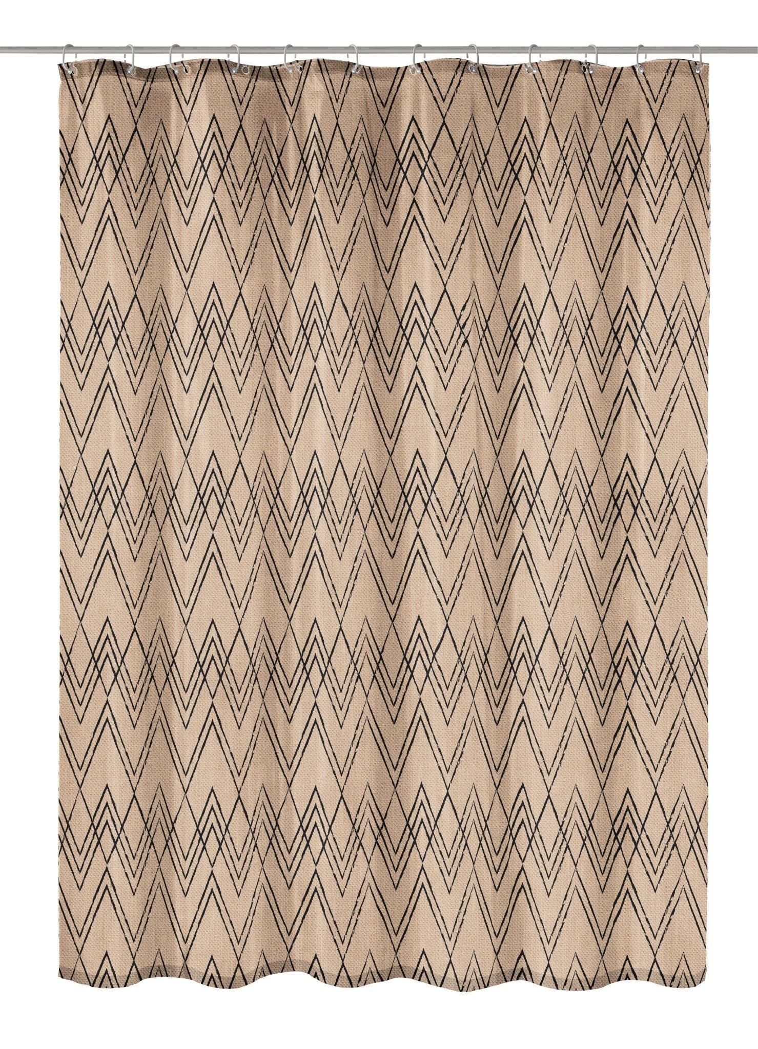 Kleine Wolke Zag Cotti Shower Curtain 180 x 200 cm Taupe 65% Polyester 35% Cotton
