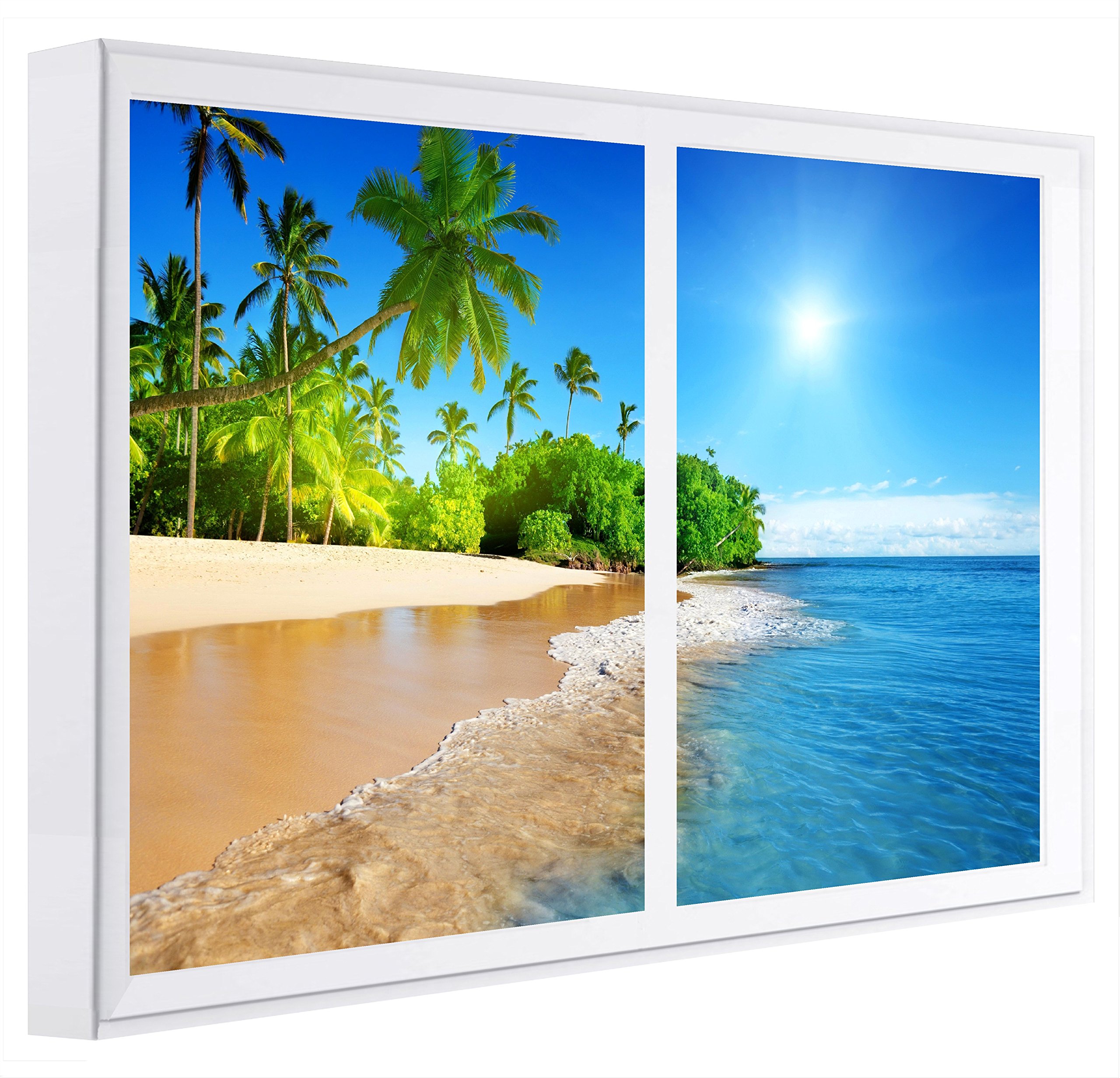 CCRETROILUMINADOS Desert Beach Window False Tables Decorative Illuminated, Wood, multicoloured, 80 x 60 x 6.5 cm