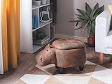 Beliani Hippo Stool Brown Faux Leather Storage Solid Wood Kids Furniture view 2