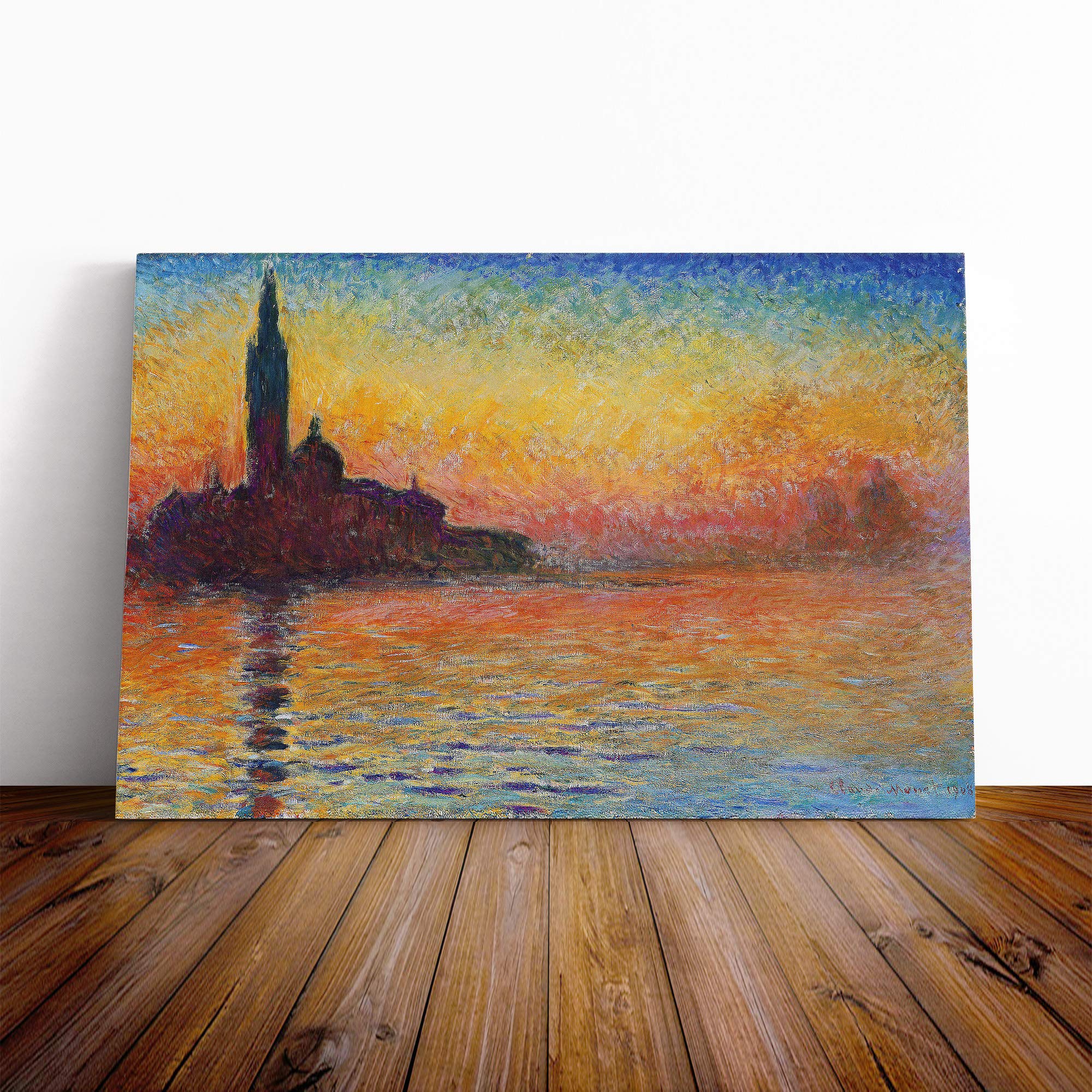 Claude Monet San Giorgio Maggiore at Dusk Canvas Print | Gallery Wrapped 30mm Frame Wall Art | 20x14 inches | Ready to Hang | Modern Picture | Living Room Bedroom Lounge Office