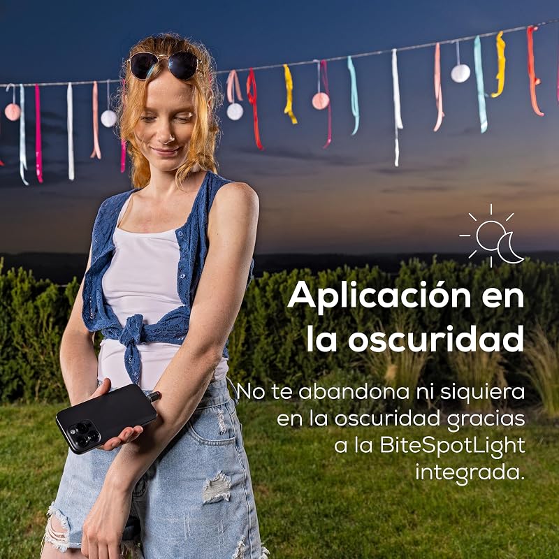 BiteX Go Deep Black dispositivo anti-picadas de insetos para smartphone, tratamento de picadas e picadas, alivia comichão, para dispositivos móveis Android e iPhone (USB-C), com luz