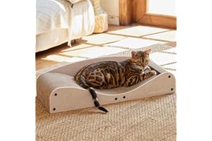 FUKUMARU Cardboard Cat Scratcher Bed, Extra Long 29.1 Inch Cat Scratch Bed Couch Indoor, Natural Felt Multifunctional Cats Sc