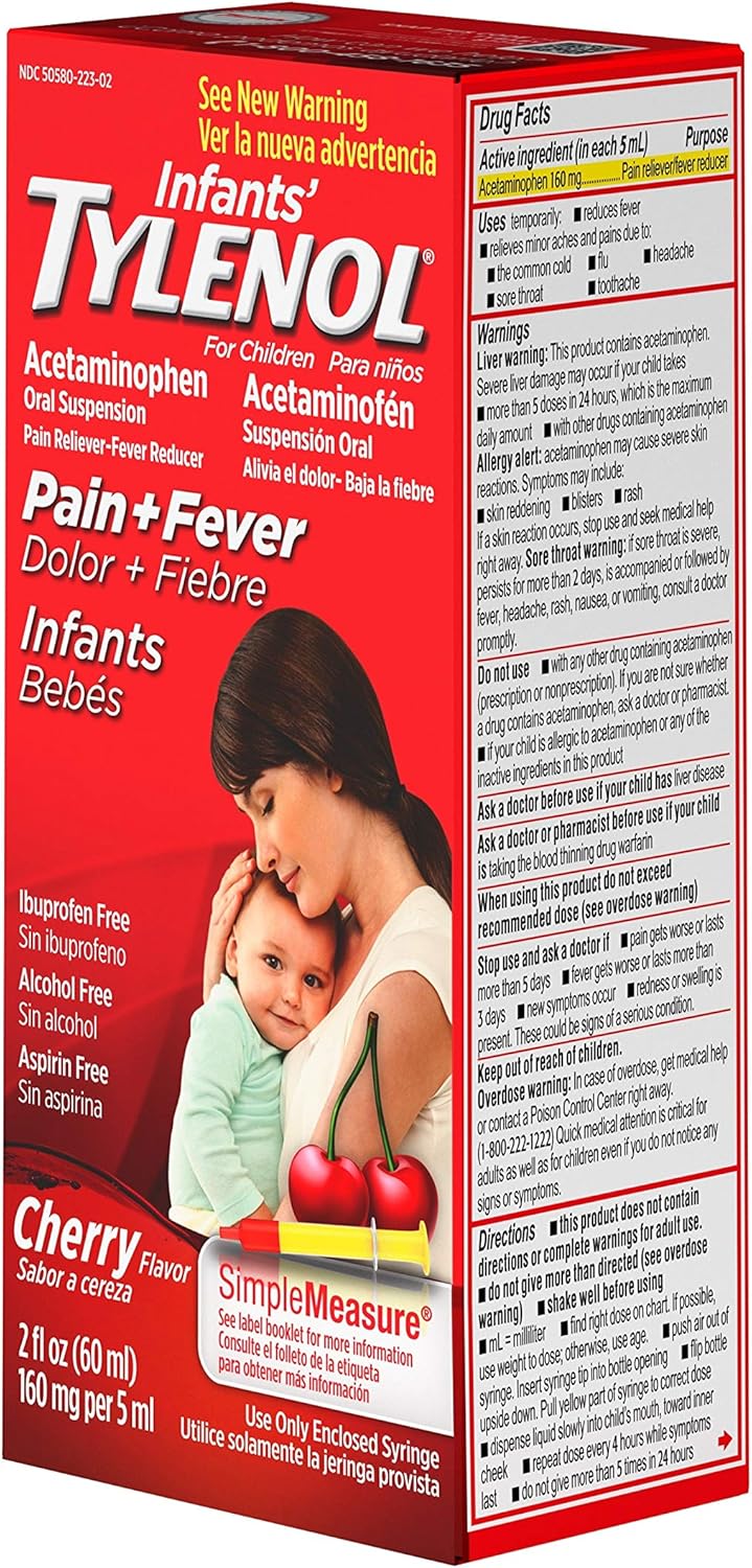 Infants' Tylenol Acetaminophen Liquid Medicine, Cherry, 2 fl. oz: Health & Personal Care