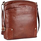LEDERBUCK Terry Large Soft Real Leather Womens Crossbody Handbags and Purses-Triple Zip Premium Sling Crossover Shoulder Bag