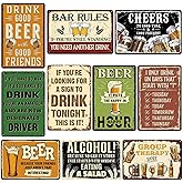 EudaBlos 10PCS Funny Vintage Metal Tin Signs, Retro Beer & Bar Wall Decor 12x8 Inch, Humor Quotes Wall Art for Man Cave, Pub or Home Bar, Great Gift for Men, Dad or Friends