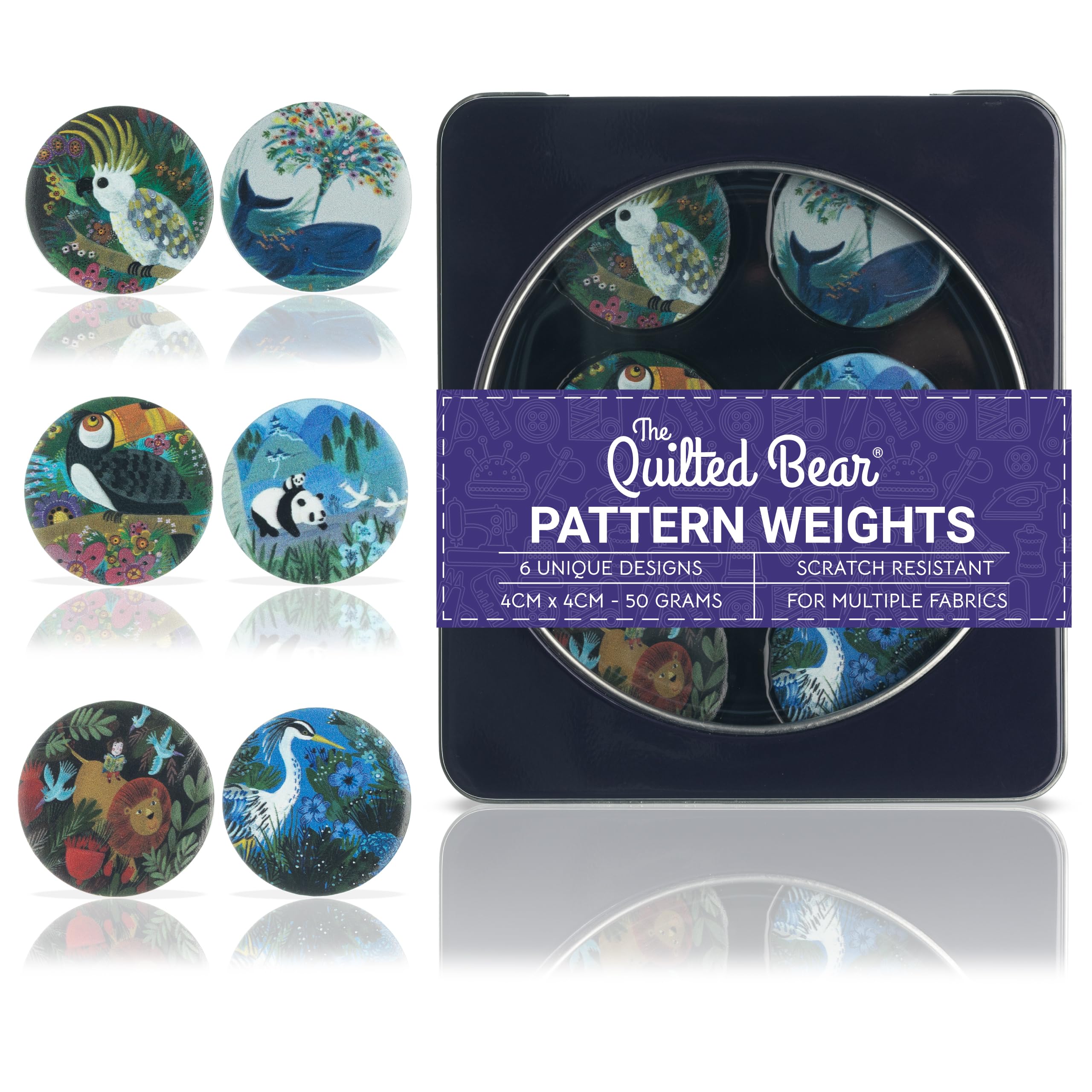 The Quilted Bear Pattern Weight Set – Scratch-Resistant Fabric Weights for Secure Pattern Cutting, Sewing Supplies & Quilting Supplies (Kay Widdowson - Animals) — image 1