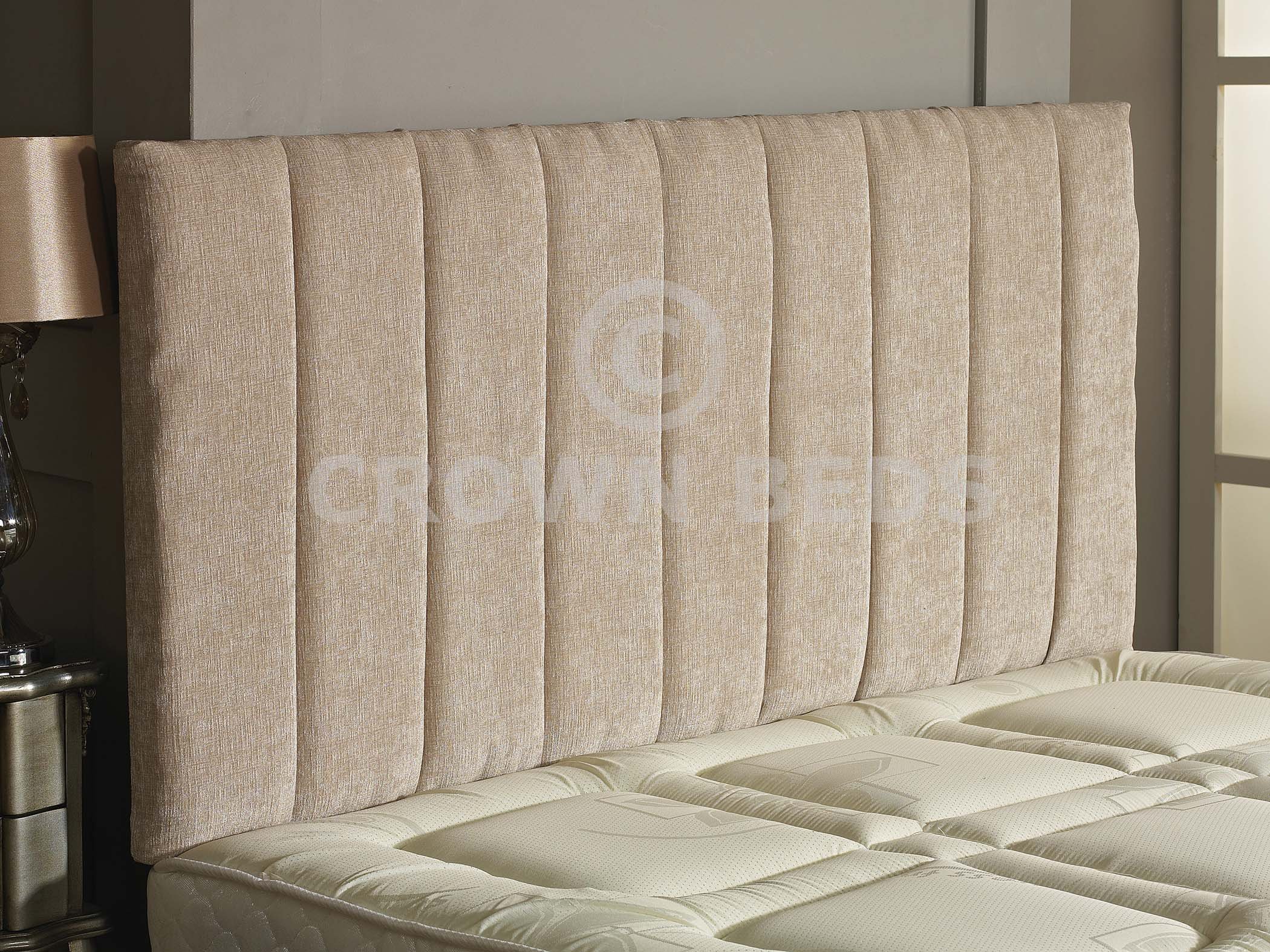 CROWNBEDSUK APOLLO CHENILLE HEADBOARD 2ft6,3ft,4ft,4ft6,5ft,6ft Stone, 2ft6 (Small Single)