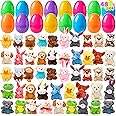 JOYIN 48 Pcs Prefilled Easter Eggs Filled with Plush Animal Toys for Easter Eggs Hunt, Basket Stuffers Fillers, Kids Party Favor, Classroom Prize Supplies