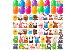 JOYIN Lot de 48 œufs de Pâques pré-remplis de jouets en peluche pour la chasse aux œufs de Pâques, les paniers de Pâques, les