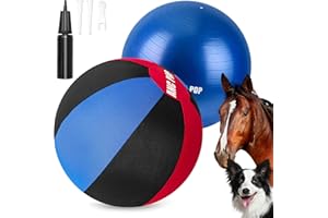 ANC POP Herding Ball for Dogs Horse Ball& Cover 25" for Horses Large with Hand Pump for Play, Red and Blue and Black