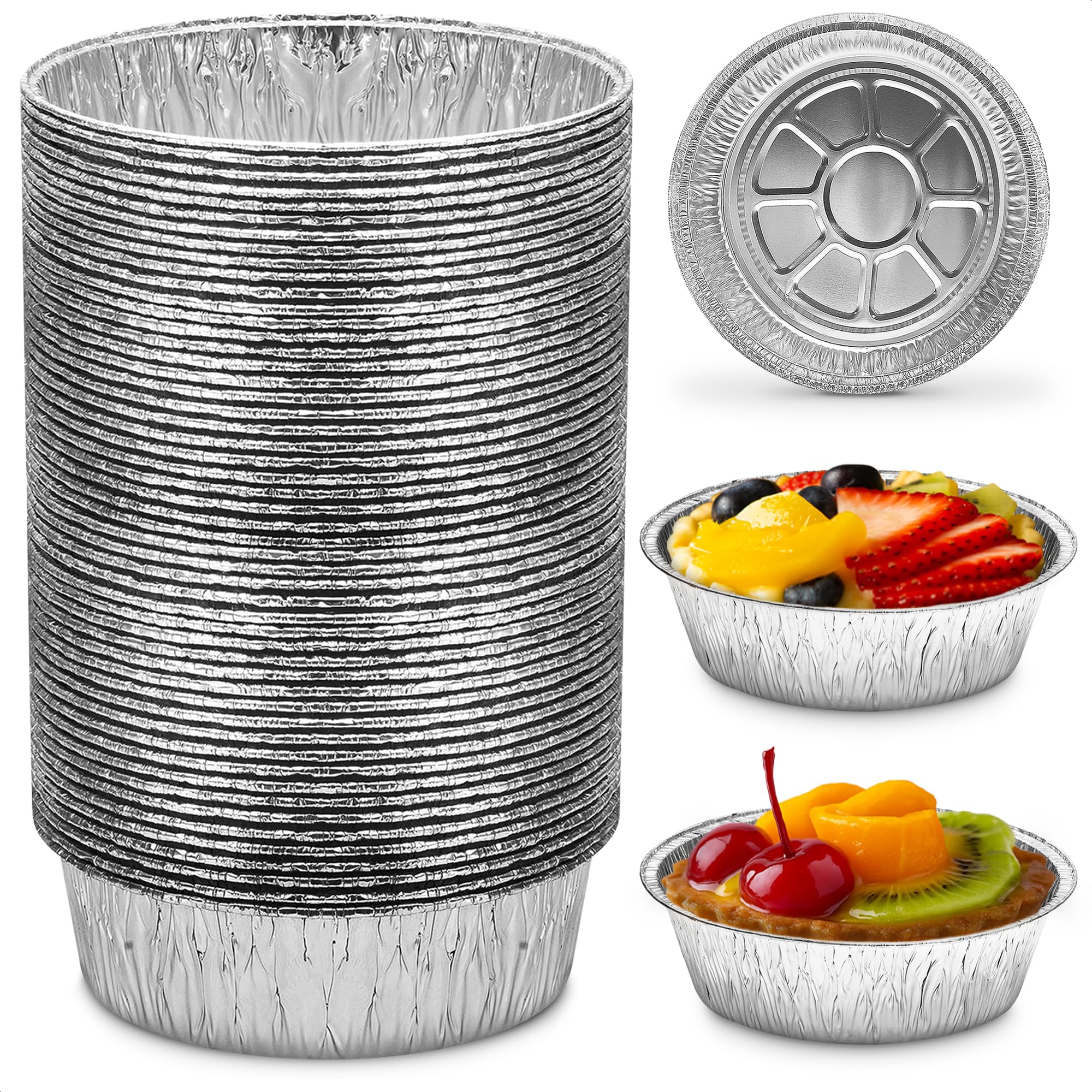 Photo 1 of 100 Pcs Disposable Egg Tart Tins - 3" Valentine Aluminum Mini Pie Tins, Durable Material, Easy to Use and Oven Safe, Moisture & Odor Resistant for Holiday Baking & Pot Pies, Great Gifts for Bakers
