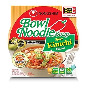 NongShim Bowl Noodle Soup, Kimchi, 3.03 Ounce (Pack of 4)