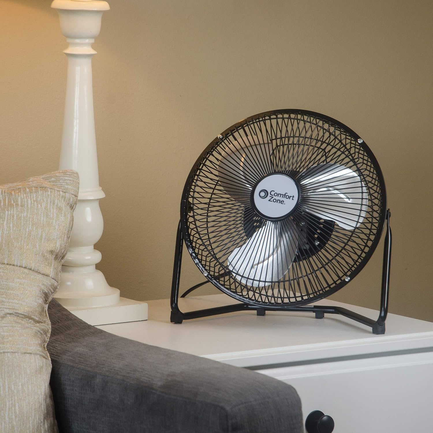 Comfort Zone CZHV9B 9-inch High Velocity 3-Speed Floor Fan with 180-Degree Tilt: Home & Kitchen
