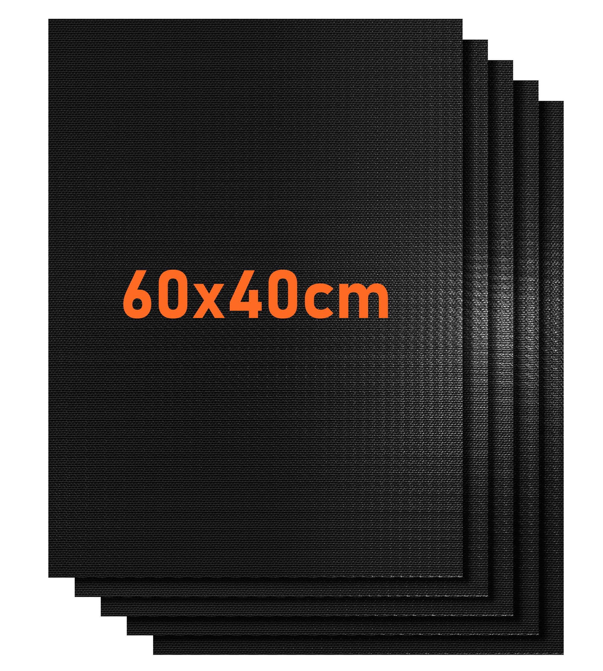 BBQ Mats for Gas Grill Reusable Large 40 * 60 CM, 5 Pcs Oven Trays Non Stick,Oven Liners for Bottom of Oven, Teflon Sheet with Free 12" Siliconetongs and Silicone Brush