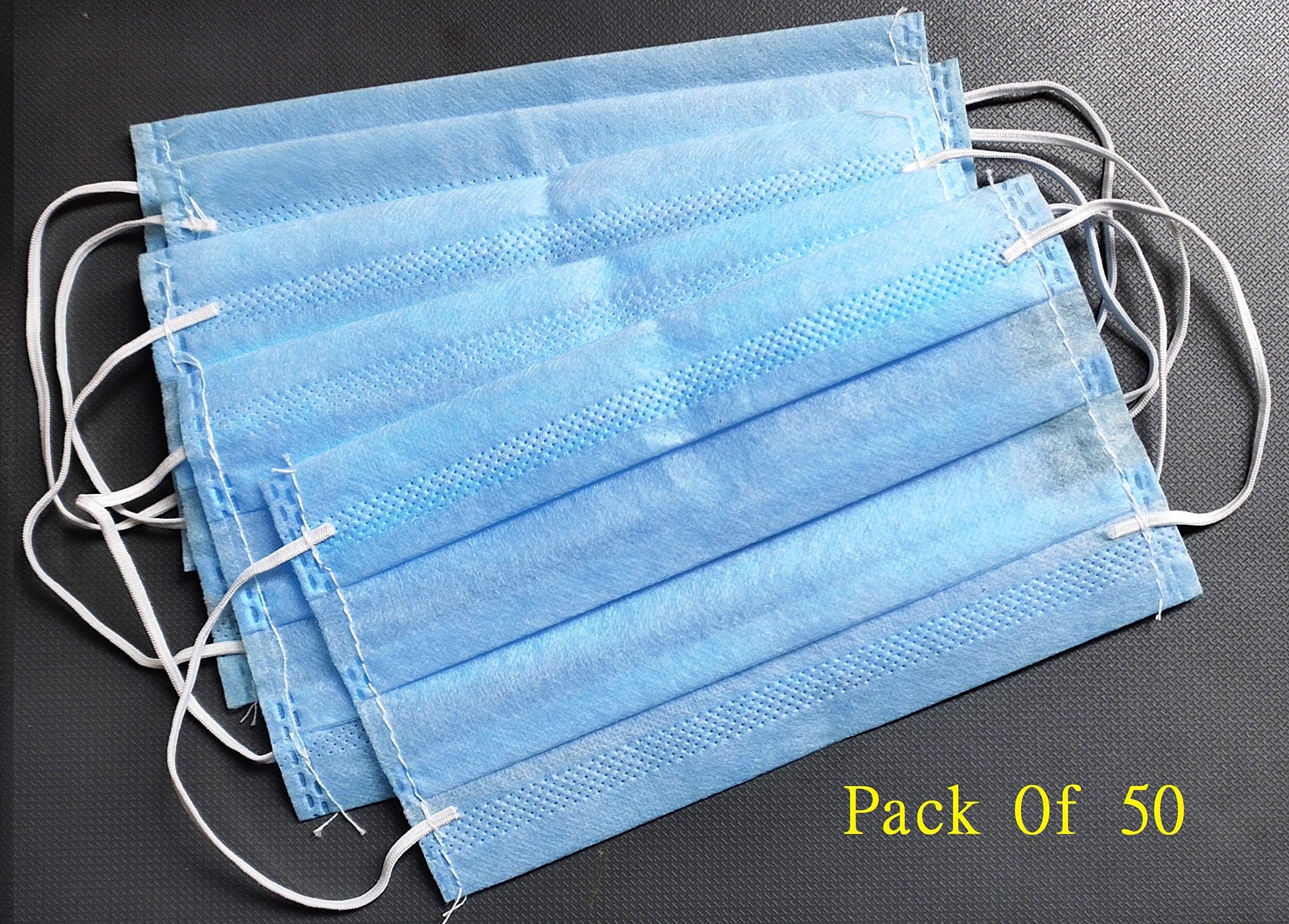 Ekavir Nose Mask-3ply Disposable Mouth Masks Nose Mask Dust Mask Pollution Mask (Color May Vary) (50)
