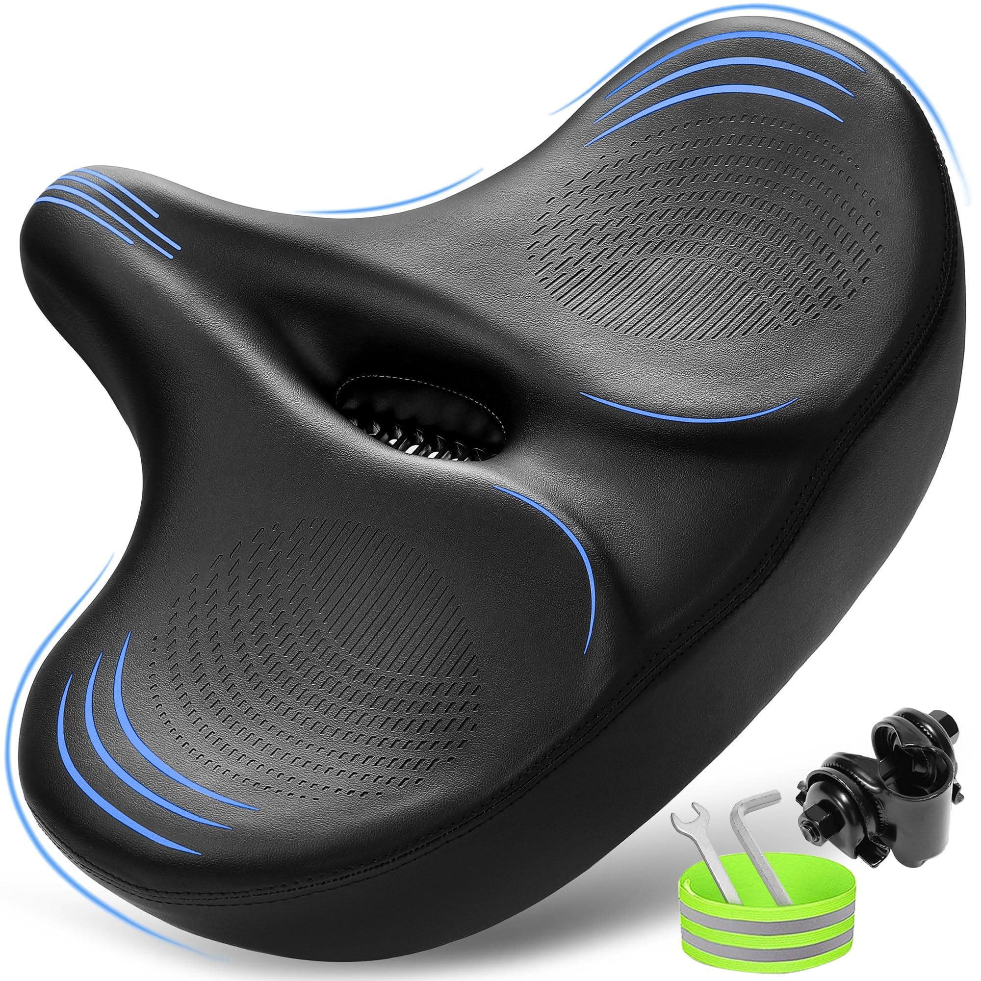 Photo 1 of CDYWD Oversized Bike Seat for Men & Women Comfort, Extra Wide Bicycle Seat Cushion, Comfortable Wing Padded, Large Replacement Saddle for Peloton, Stationary Exercise Bike, Ebike, Cruiser, City Bike