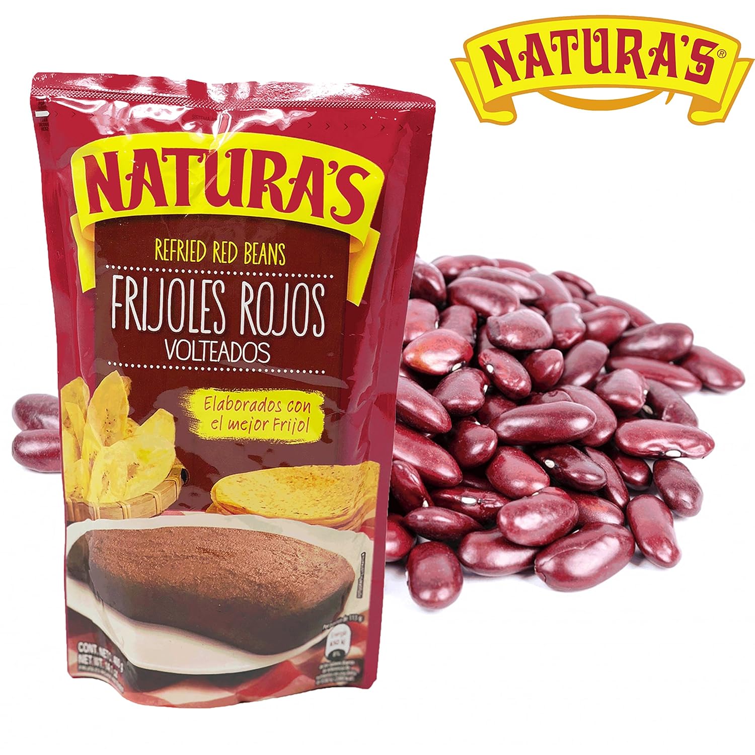 Naturas Refried Red Kidney Beans. Frijoles Rojos Volteados 100 Plant Based Ready To Serve