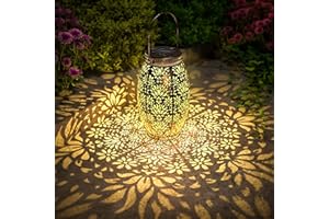 Spenlife Solar Lanterns Outdoor Hanging Lights Waterproof Metal Garden Decorative for Table Design with Moon Star Sun LED (2 Pack)