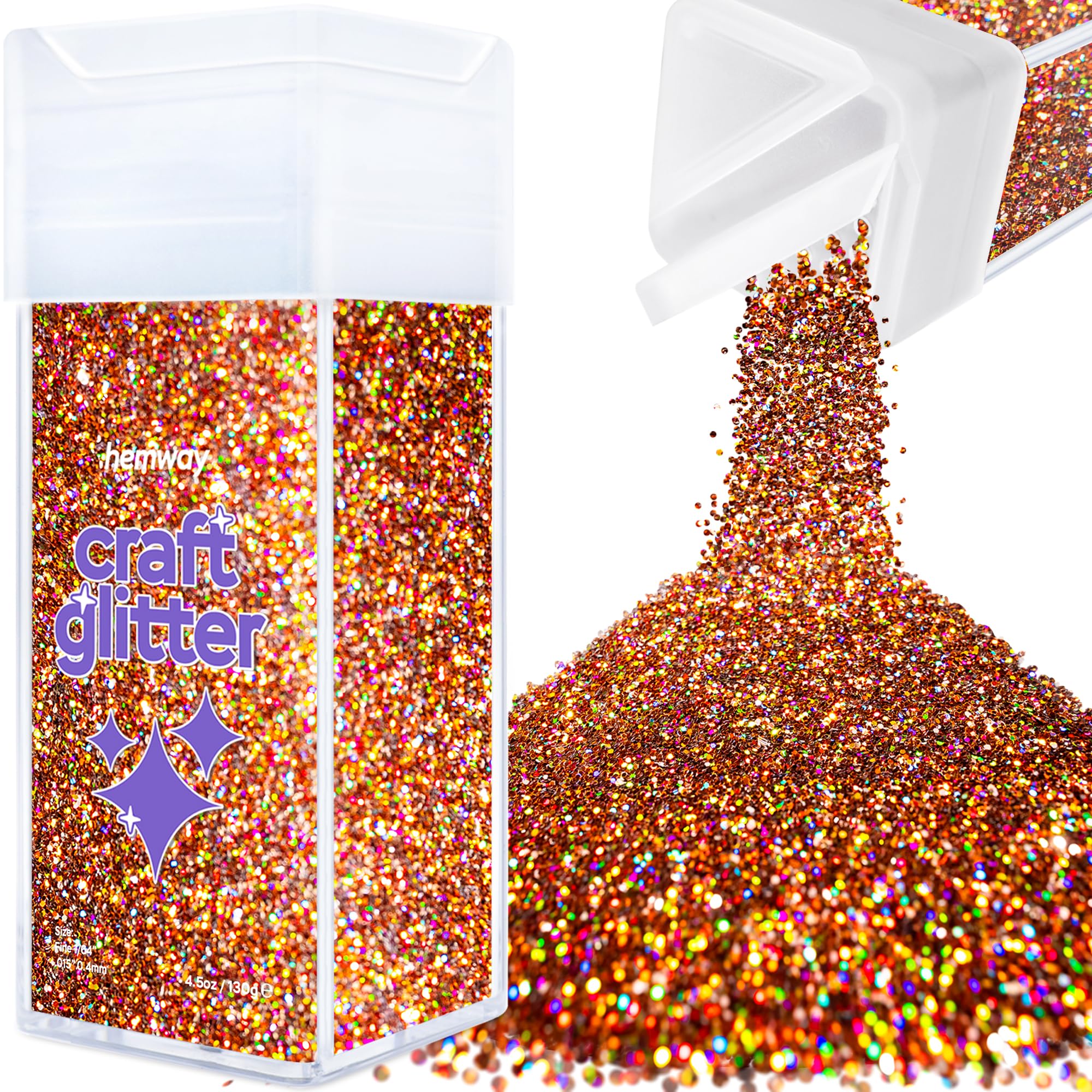 Hemway Glitter Shaker Bronze Brown Holographic 110g Fine, Craft Glitter Shaker for Resin & Epoxy Crafts, Christmas Art Supplies, Nail, Body, Face, Eye, Festival, Crafting, Slime, Sparkle