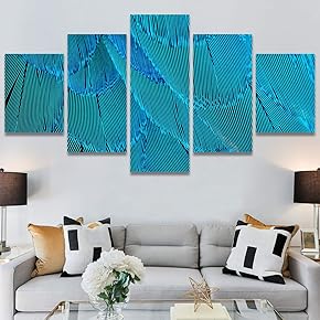 SIGNWIN 5 Panel Canvas Wall Art Repeated Linear...