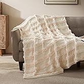 SLEEP ZONE Chenille Throw Blanket for Couch, Soft Farmhouse Blankets for Sofa Chair Bed Home Decoration Cozy Knit Blankets 50"x60", White