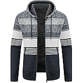 Little Beauty Mens Sweaters Zip Up Hoodie Knit Cardigan Sweaters for Men Fall Winter Jackets With Pockets Casual L