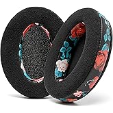 WC PadZ Velour - The Ultimate Upgraded Earpads by Wicked Cushions - Compatible With Audio Technica, HyperX, SteelSeries Arctis & More - Extra Thick - Bigger Opening - Softer Memory Foam | Black Floral