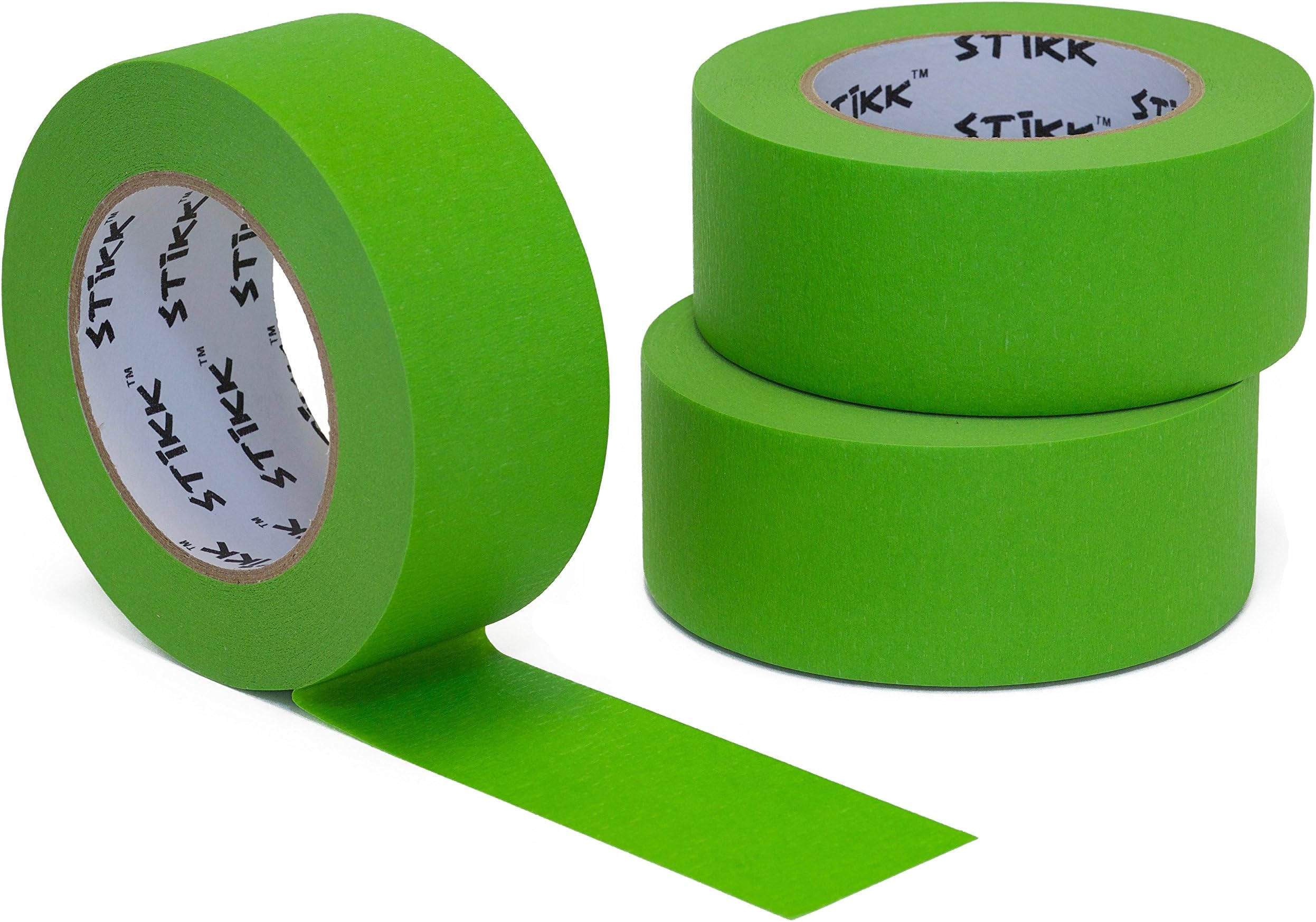 STIKKPainters Tape - 3pk Green Painter Tape - 2 inch x 60 Yards - Paint Tape for Painting, Edges, Trim, Ceilings - Masking Tape for DIY Paint Projects - Residue-Free Painting Tape