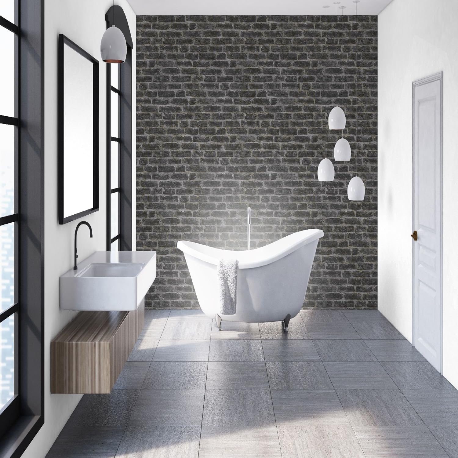 Superfresco Easy Industry Brick Effect Black/Grey Wallpaper BigaMart