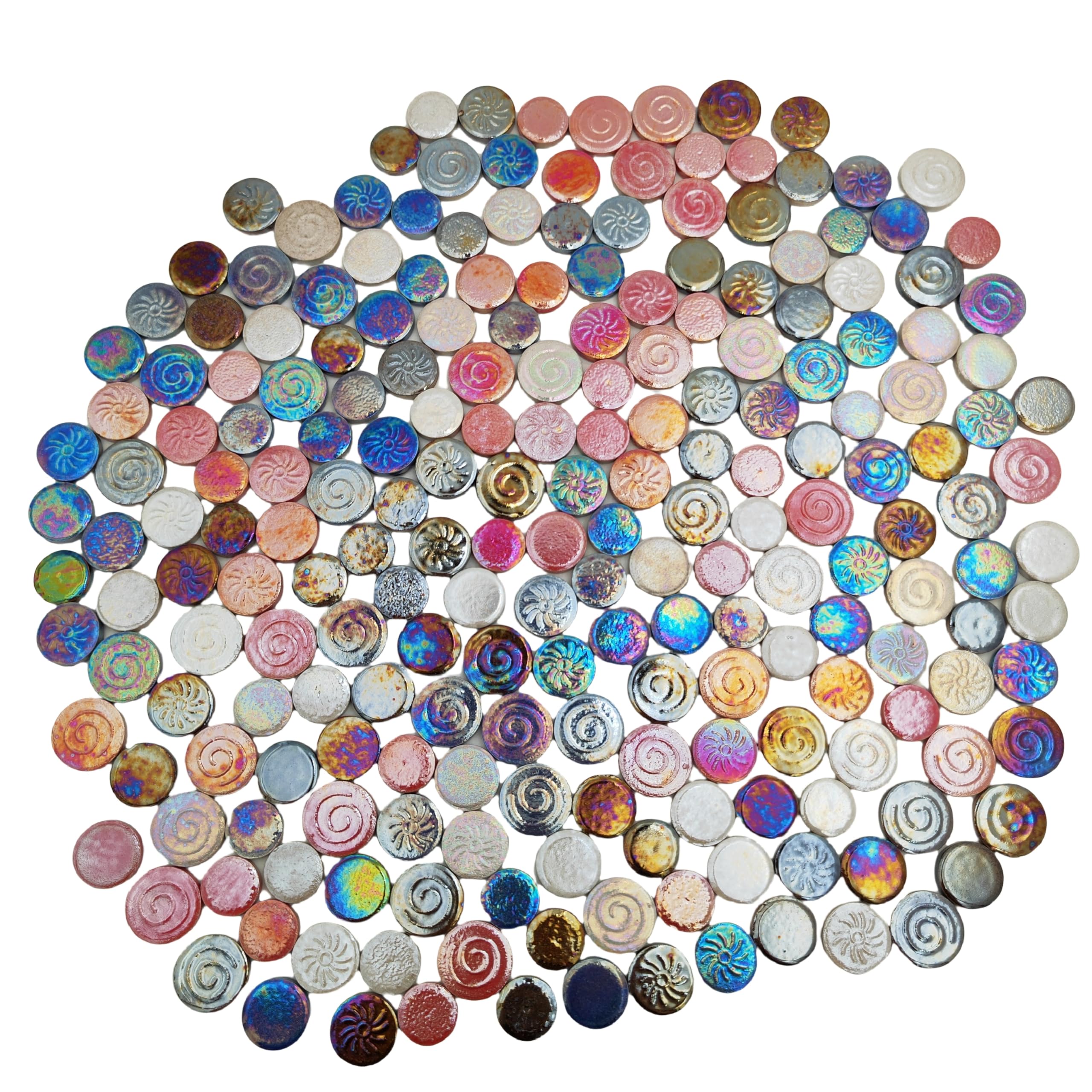 500g Random Ceramics Mosaic Tiles,DIY Making Creative Ceramic Mosaic Tiles for DIY Craft Plates Flowerpots Vases Cups Mosaic Making Supplies (Mix 3 Size Round)