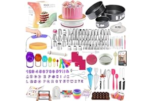RFAQK Cake Decorating Kit with Baking Supplies 500 Pcs Cake Decoration Set including Springform Pans, Cake Turntable, Numbered Piping Tips, Icing Spatulas, Fondant tools & much more