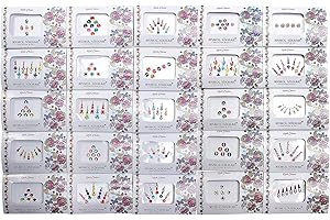 Avador Pack of 25 Assorted Bindi Multiple Sizes Multiple Designs Bollywood Indian Bride for Forehead