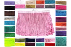 SEW TRENDS 5 Yards of 4" Long Chainette Fringe Thread Yarn Tassel Trim Braid Fringe for Crafts Sewing and Decor-Pink