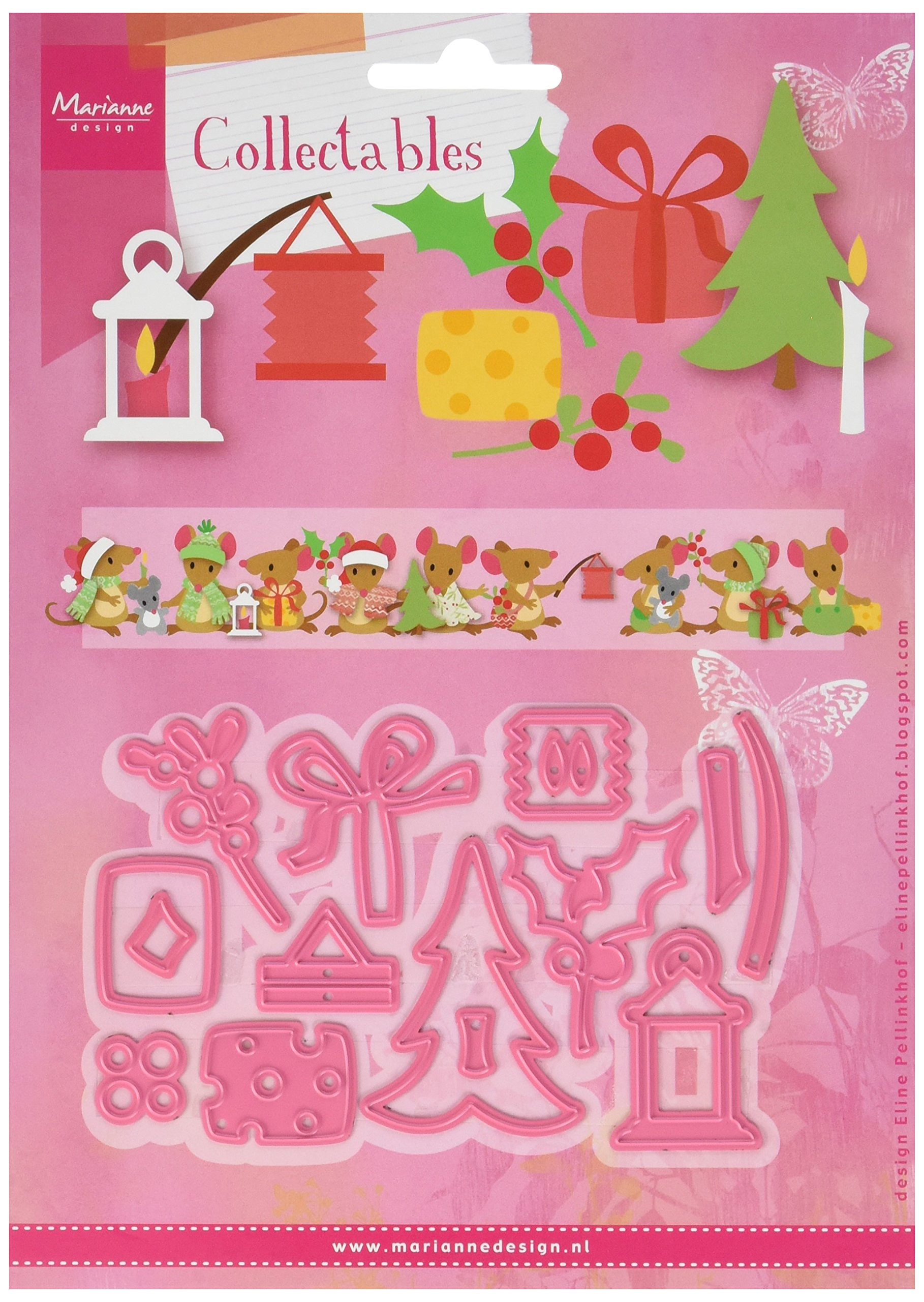 Marianne Design Collectables Eline's Christmas Decoration Die, Metal, Pink, 21.1 x 15.5 x 0.2 cm