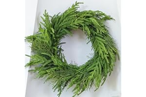 MISS IROSE 26" Cedar Norfolk Pine Wreath Realistic Christmas Door Wreath for Windows Porches Walls Indoor Outdoor Christmas Decorations Home Decor