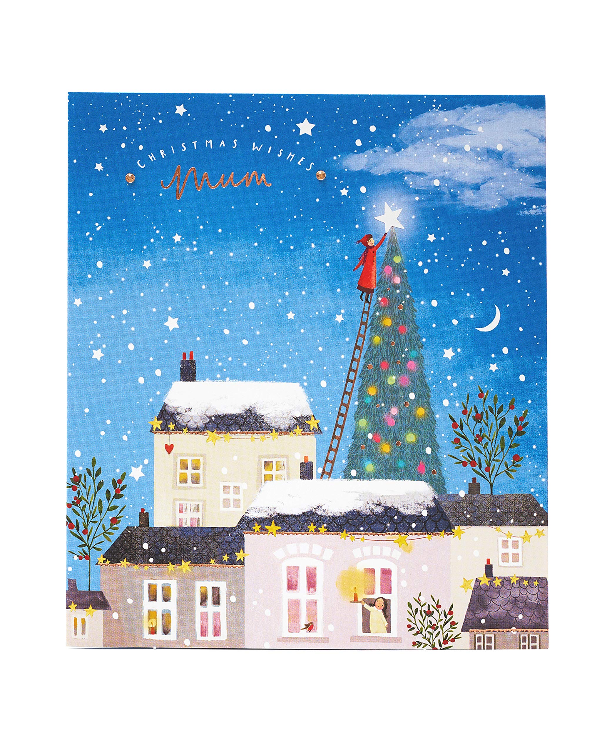 Mum Christmas Card - Christmas Card for Mum - Contemporary Festive Scene Design