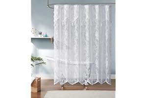 Warm Home Designs White Lace Shower Curtain 72 x 72 Inches with Attached Valance & 7 Tassels. Luxury Farmhouse Shower Curtains for The Bathroom or Boho Shower Curtains for Bathroom. LA White 72"