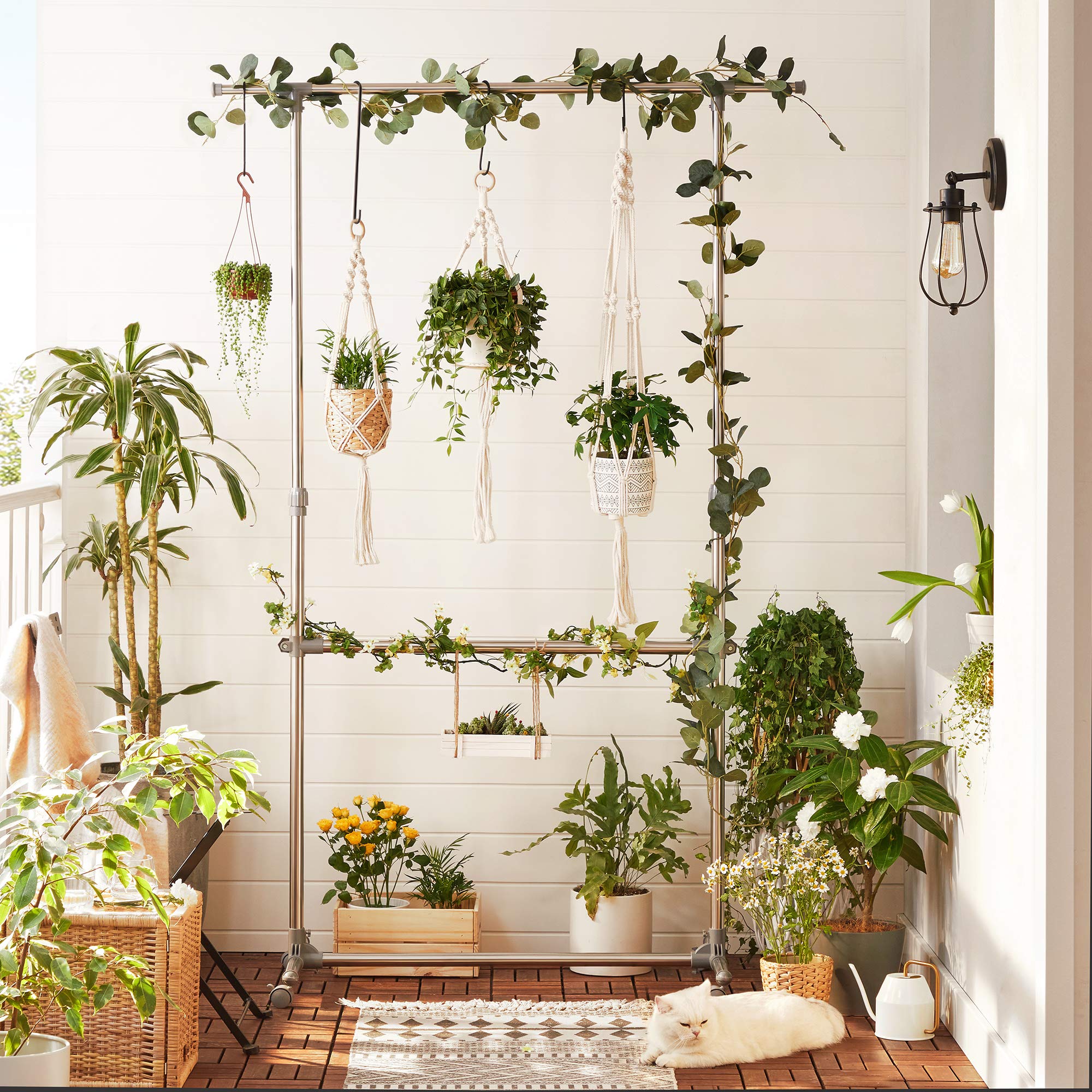 SONGMICS Kleiderständer Garderobenständer mit Rollen Höhenverstellbar von 113 bis 198 cm, Edelstahl plattierte Rohre, LLR401 5