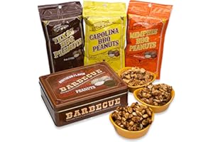 DAMN, MAN SNACKS GUYS LOVE BBQ Peanuts, Food Gift Basket for Men in Tin Box, Unique Texas, Memphis, Carolina Barbeque Flavors, Birthday Gift for Men, Gourmet Nuts Mix, Healthy, Party Snacks, Beer Basket