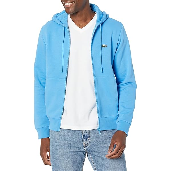 Lacoste Men's Colorblock Zip Up Hooded Sweatshirt, OCELLE