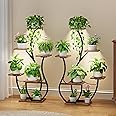 CODACE Plant Stand Indoor with Grow Lights - 2 PCS Indoor Plant Shelf, 6 Tiered Corner Plant Stands for Indoor Plants, Swan-S