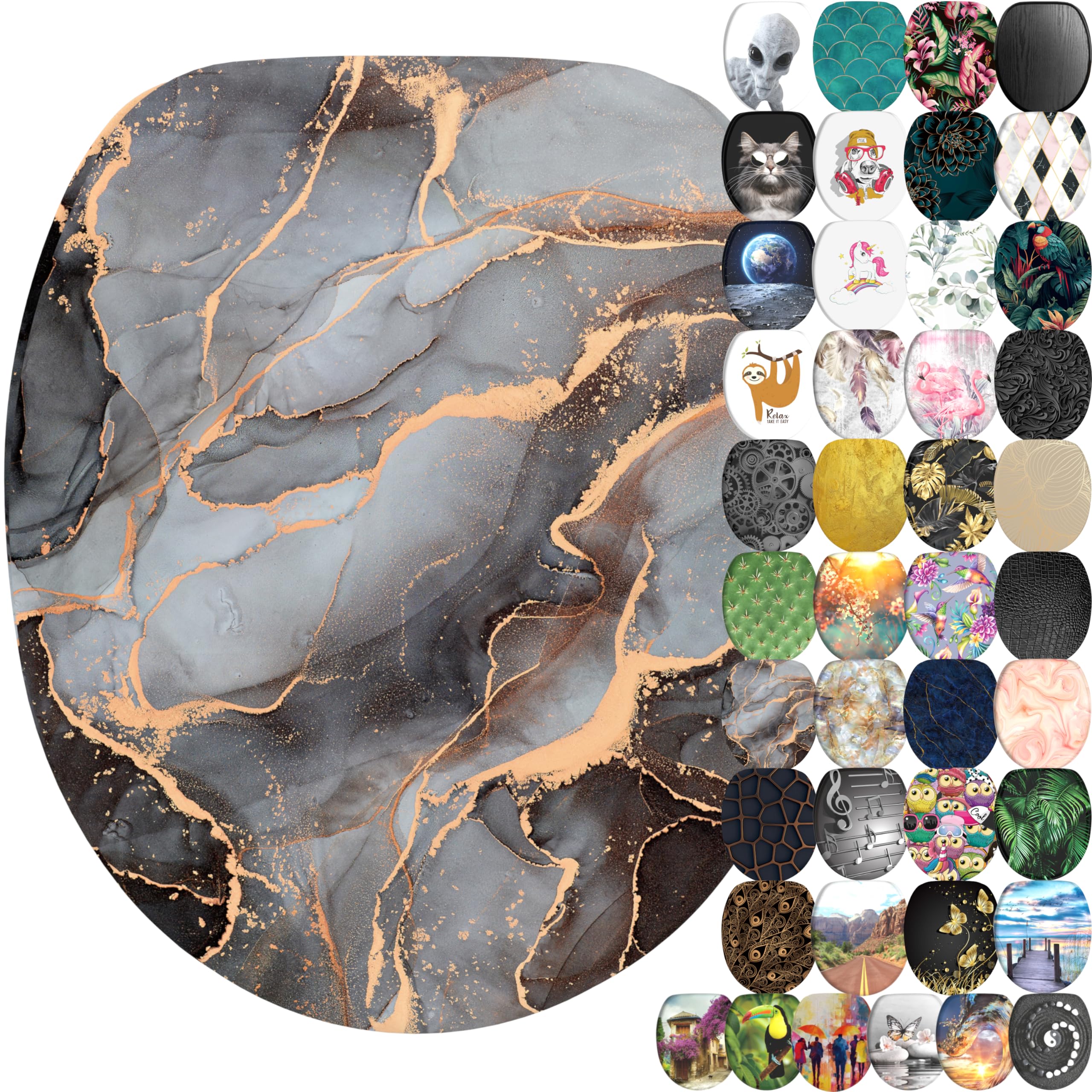 Sanilo Soft Close Toilet Seat, Wide Choice of New Toilet Seats, Stable Hinges, Easy to Mount (Marble Abstract)