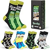RICK AND MORTY Funny Calf Socks for Men & Teens US Size 7-11, Pack of 5 Soft Casual Warm Socks, Pickle Rick Gifts for Men