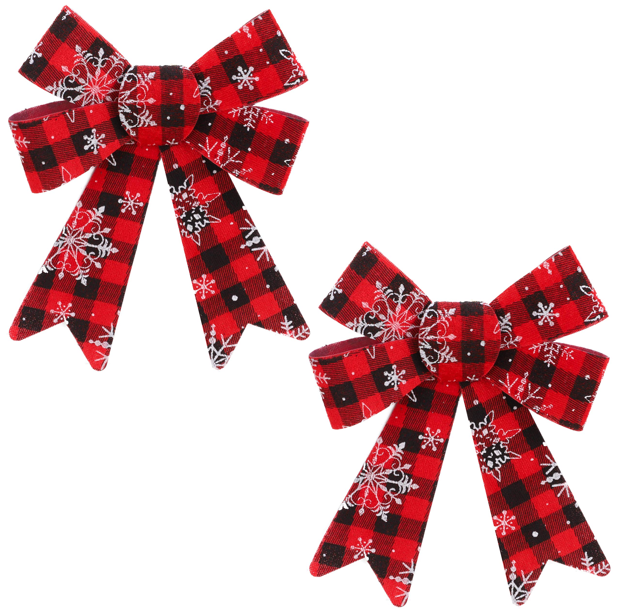 Christmas Concepts® Pack Of 2-170mm (6.8") Buffalo Plaid Design Christmas Bows - Red & Black Tartan Pattern